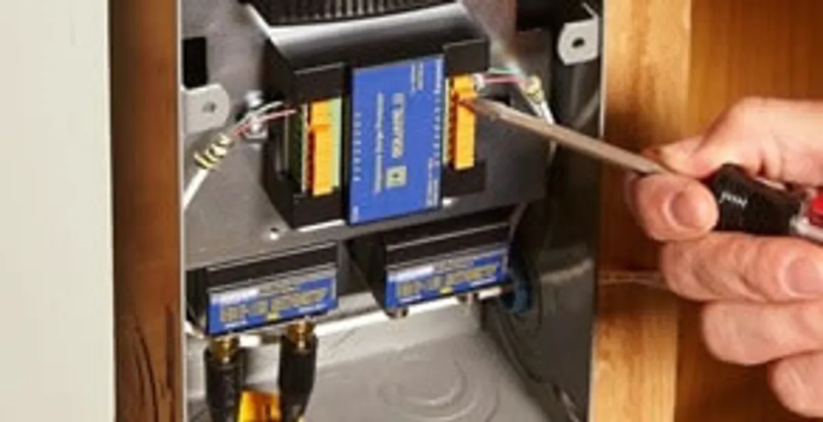 Whole home surge protection device being installed by a licensed electrician to protect electrical systems in Modesto, CA